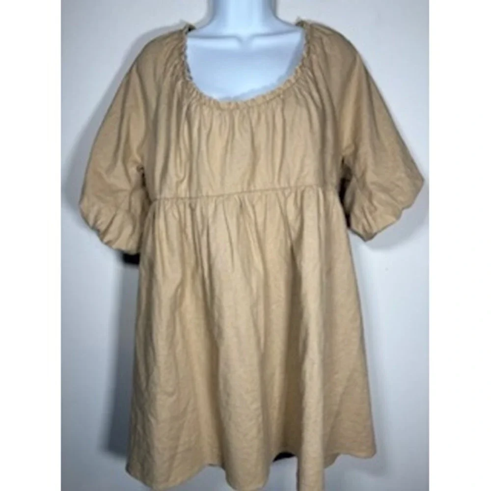 House of Harlow 1960 x REVOLVE Ajay Mini Dress Medium Linen Puff Sleeve Boho